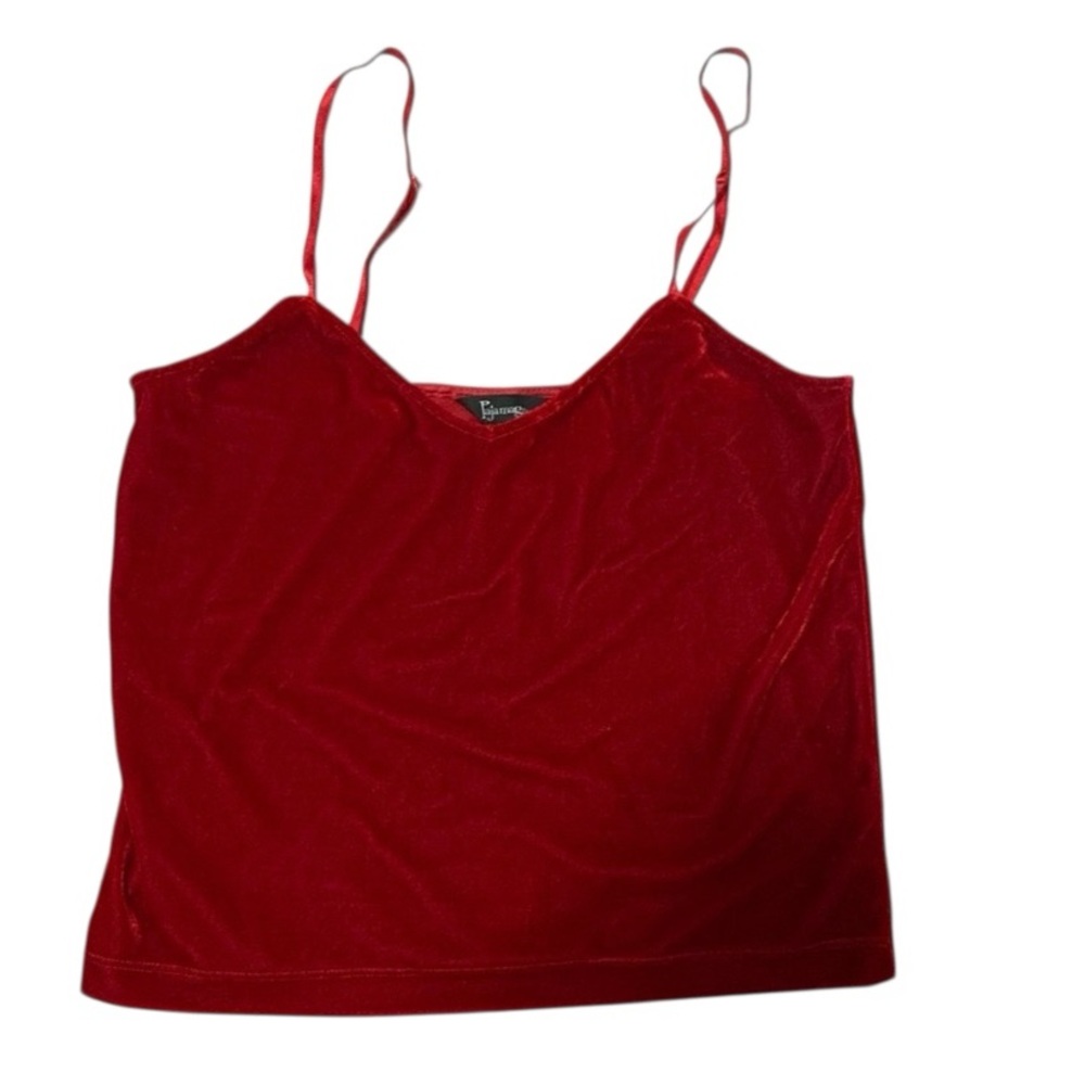 Pajamagram Velour Pajama Cami Top Red Medium